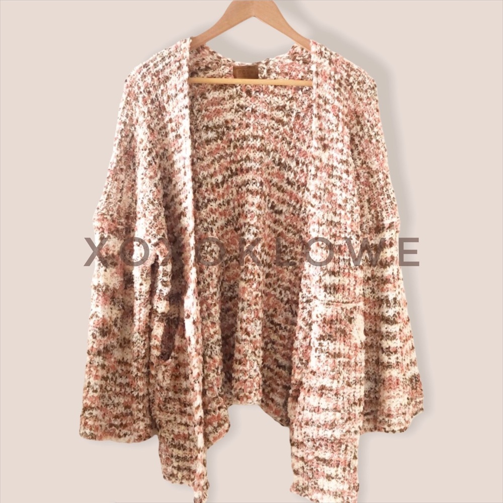 POL Soft Popcorn Knit Open Front Cardigan Multicolor Oversized - Picture 10 of 12